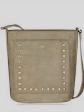 Espe Britt messenger bag. Studded Taupe Crossbody Bag with Adjustable Strap